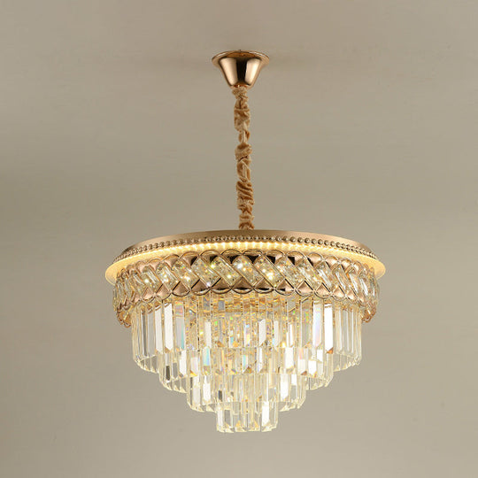 Modern Tiered Crystal Prism Led Pendant Light With Rose Gold Trim