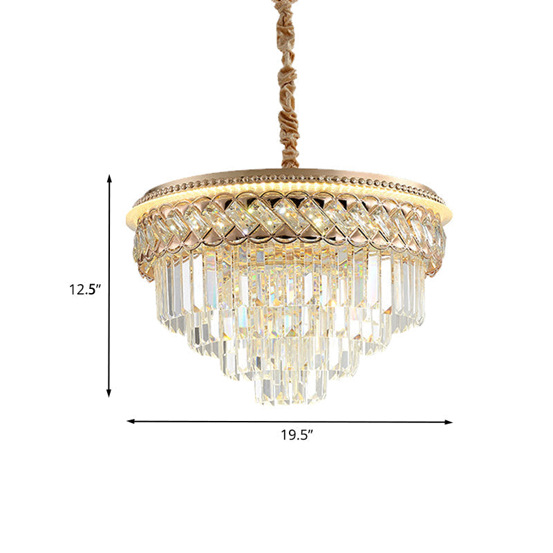 Modern Tiered Crystal Prism Led Pendant Light With Rose Gold Trim