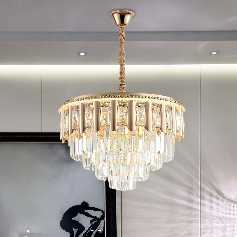 Modern Gold Crystal 5-Tier Round Chandelier - Led Ceiling Pendant Light For Dining Room