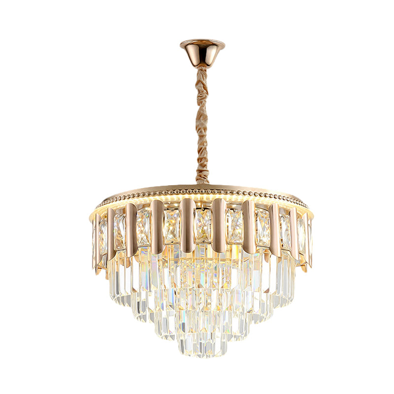 Modern Gold Crystal 5-Tier Round Chandelier - Led Ceiling Pendant Light For Dining Room