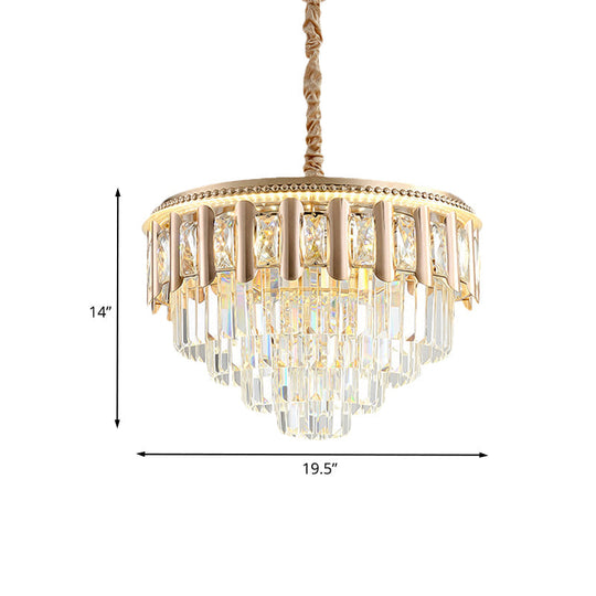 Modern Gold Crystal 5-Tier Round Chandelier - Led Ceiling Pendant Light For Dining Room