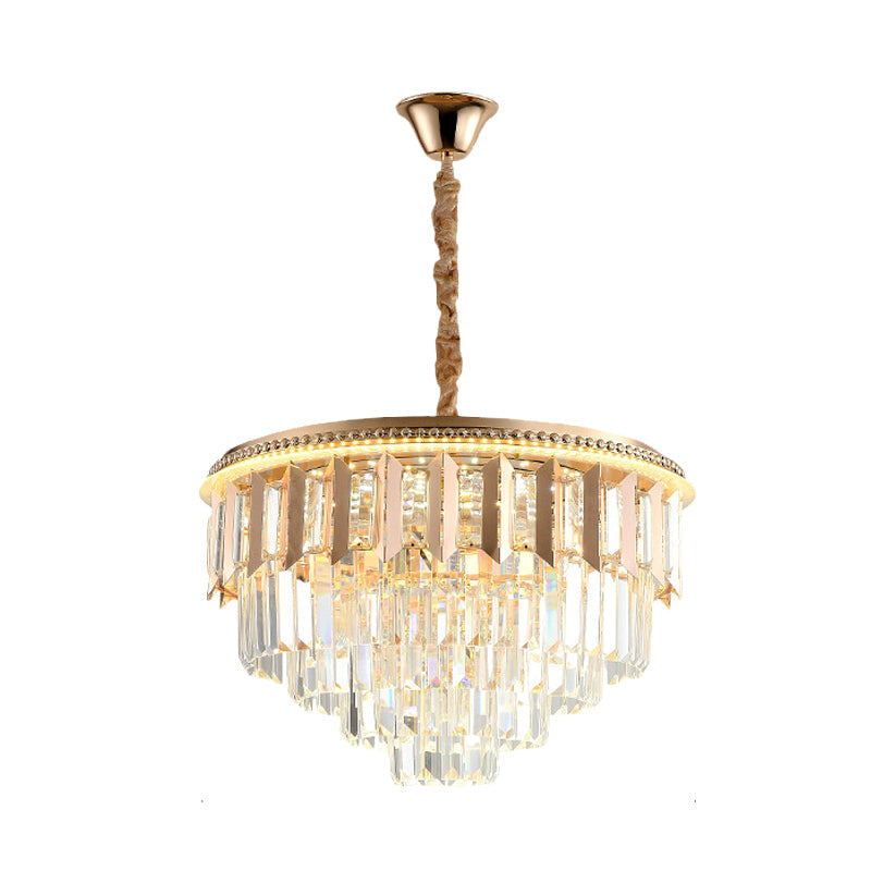 Modern Gold Crystal 5-Tier Round Chandelier - Led Ceiling Pendant Light For Dining Room