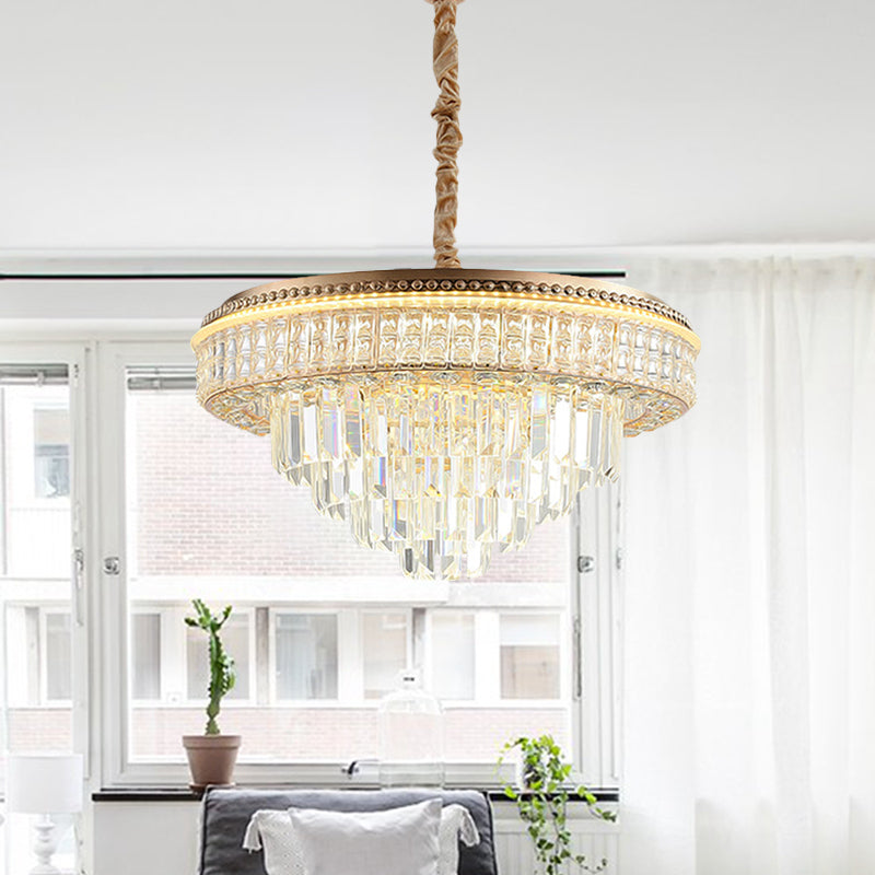 Gold Finish Led Pendant Lamp - Traditional Crystal Icicle/Orb Circular Chandelier