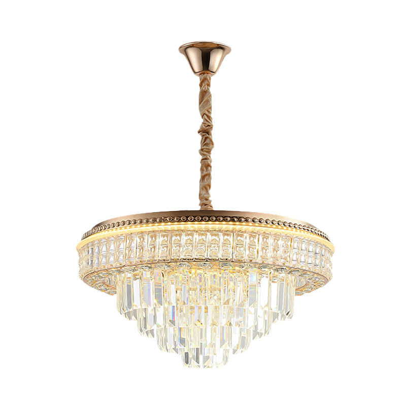 Gold Finish Led Pendant Lamp - Traditional Crystal Icicle/Orb Circular Chandelier