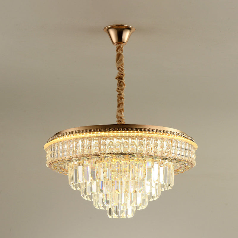 Gold Finish Led Pendant Lamp - Traditional Crystal Icicle/Orb Circular Chandelier