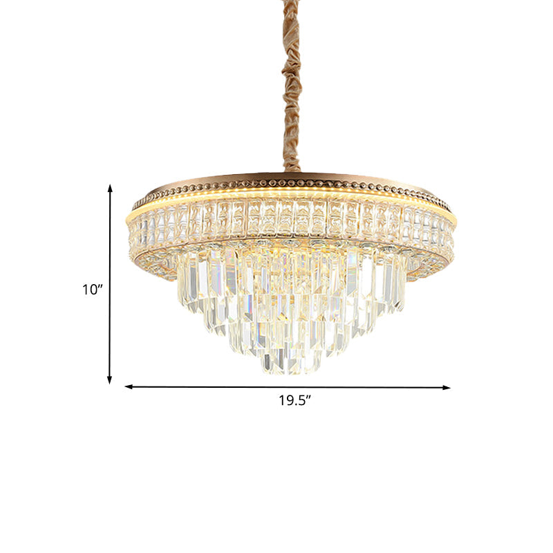 Gold Finish Led Pendant Lamp - Traditional Crystal Icicle/Orb Circular Chandelier