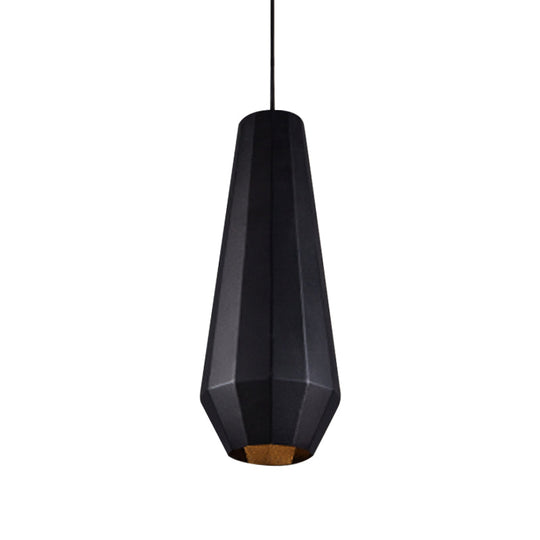 Black Iron Warehouse Pendant Lamp with Faceted Barn/Diamond/Tapered Design