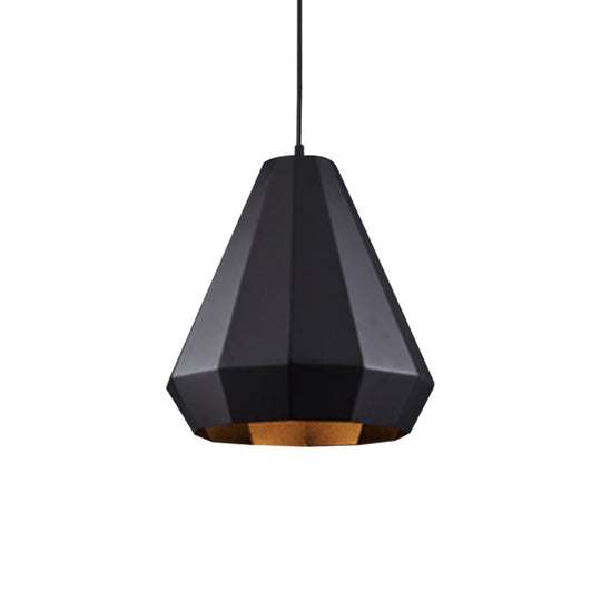 Faceted Black Iron Pendant Light Fixture For Warehouse Or Barn