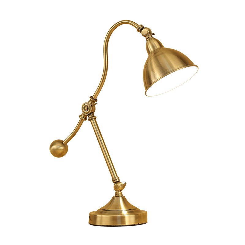 Gold Swing Arm Nightstand Light With Retro Metallic Design - 1 Head Bedroom Table Lighting