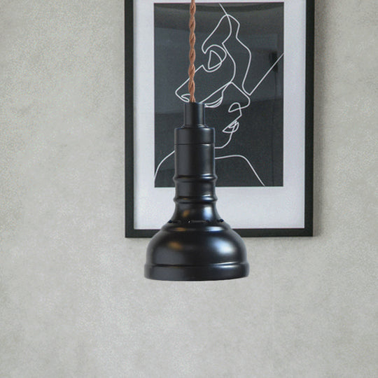 Iron Industrial Pendant Light Kit with Black Suspension and 1 Bulb