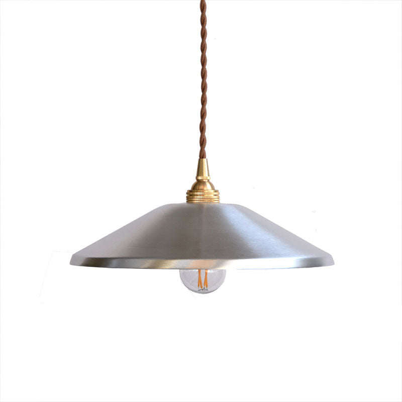 Sleek Silver Saucer Pendant Light - Modern Metal Workshop Lamp For Garage Ceiling