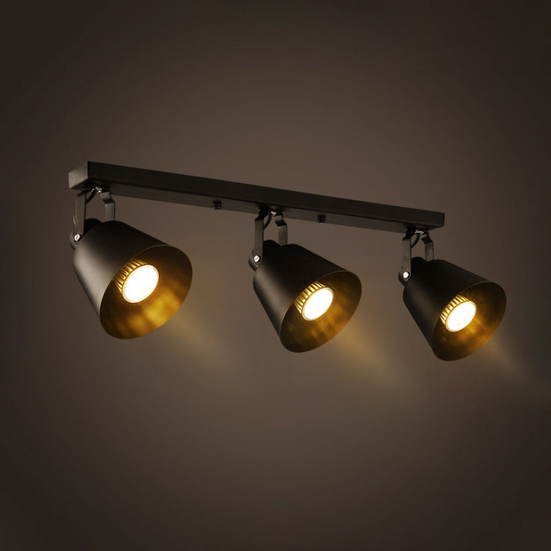 Black Metal Bell Wine Club Flush Mount Spotlight: 1/3-Head Semi Ceiling Light With Rotatable Design