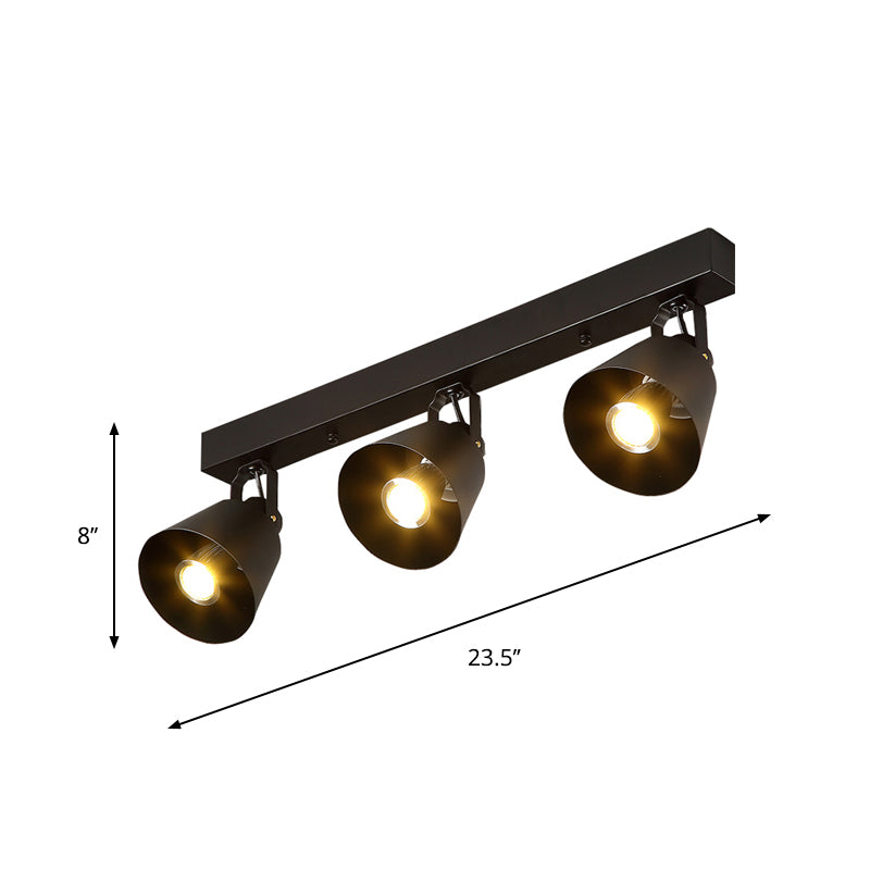 Black Metal Bell Wine Club Flush Mount Spotlight: 1/3-Head Semi Flush Ceiling Light with Rotatable Design