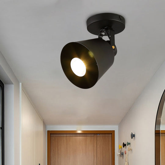 Black Metal Bell Wine Club Flush Mount Spotlight: 1/3-Head Semi Ceiling Light With Rotatable Design