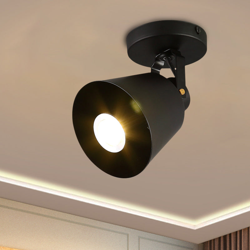 Black Metal Bell Wine Club Flush Mount Spotlight: 1/3-Head Semi Flush Ceiling Light with Rotatable Design