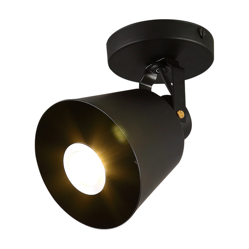 Black Metal Bell Wine Club Flush Mount Spotlight: 1/3-Head Semi Flush Ceiling Light with Rotatable Design