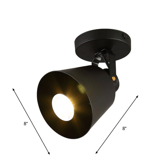 Black Metal Bell Wine Club Flush Mount Spotlight: 1/3-Head Semi Flush Ceiling Light with Rotatable Design