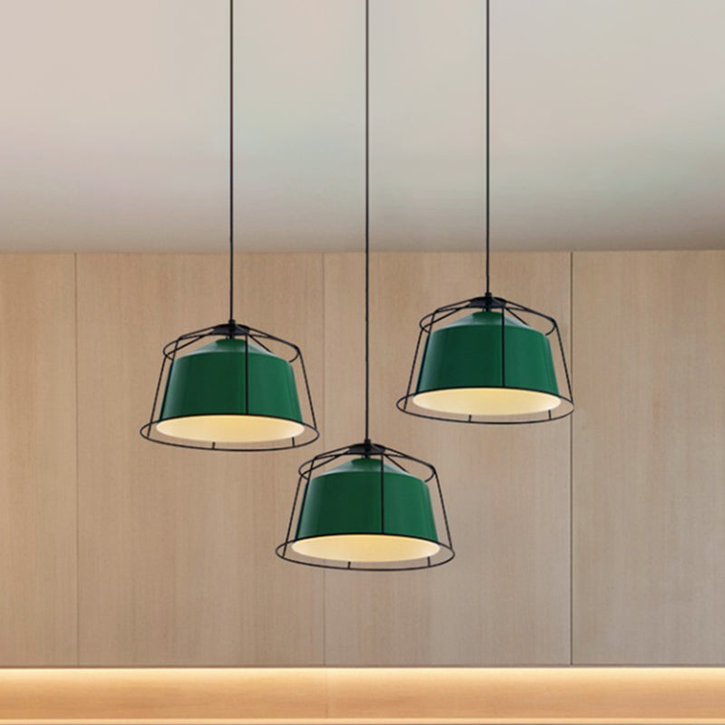 Green Barn Pendant Light: Loft Aluminum 1-Light With Cage Guard For Living Room Down Lighting