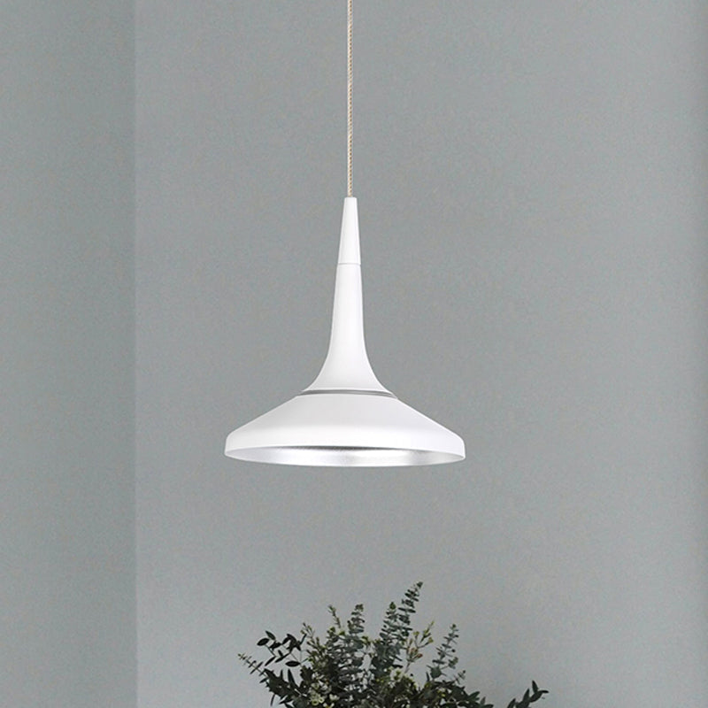 Nordic Aluminum Funnel Pendant Light For Dining Room - White 1 Bulb