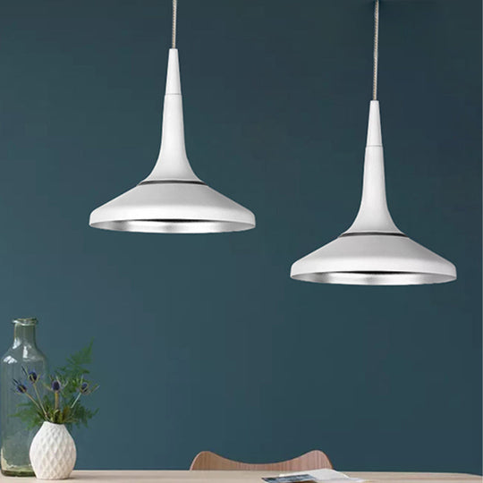 Nordic Aluminum Funnel Pendant Light For Dining Room - White 1 Bulb