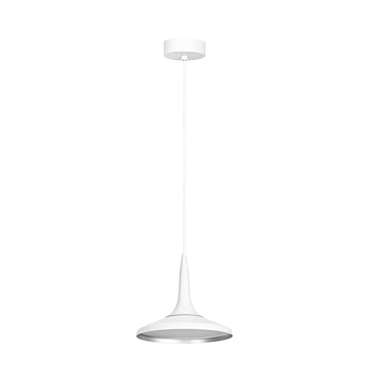 Nordic Aluminum White Funnel Pendant Light Fixture - Modern Single Bulb Suspension for Dining Room