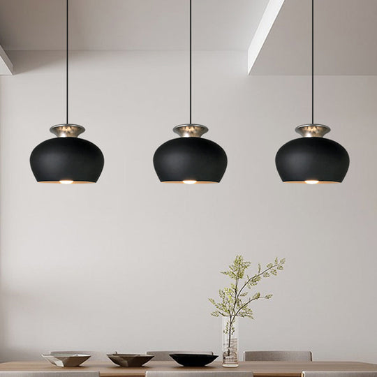 Nordic Dining Table Pendant Light with Inverted Cup Aluminum Shade - Black/Grey/White