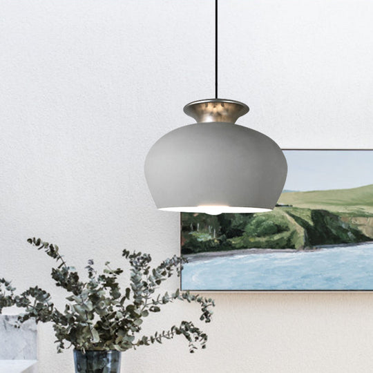 Nordic Pendant Light With Inverted Cup Shade In Black Grey Or White For Dining Table