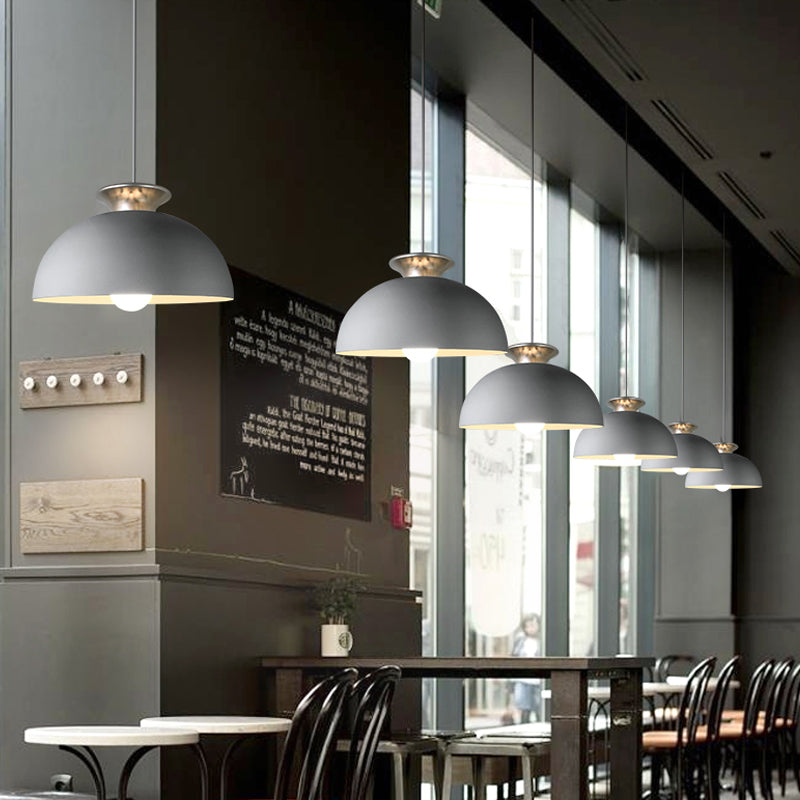 Aluminum Dome Pendant Lamp in Nordic Style - Grey/White - 1 Light Snack Bar Suspension