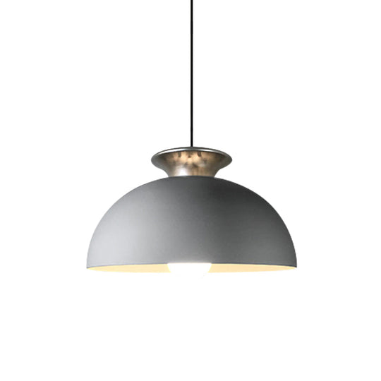 Aluminum Dome Pendant Lamp in Nordic Style - Grey/White - 1 Light Snack Bar Suspension