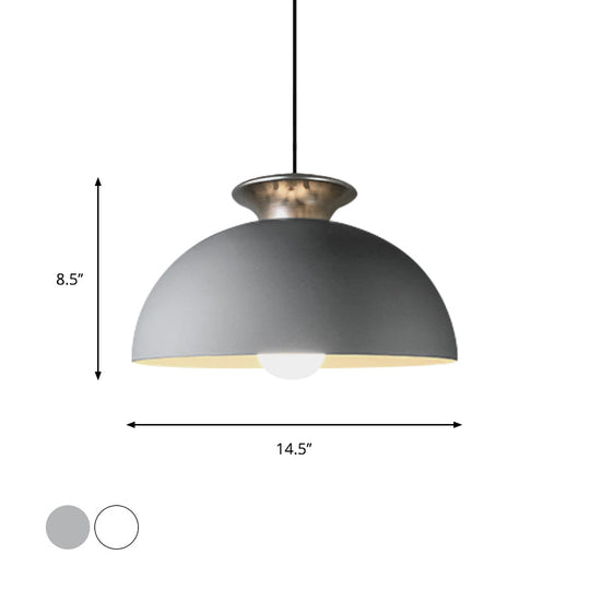 Aluminum Dome Pendant Lamp in Nordic Style - Grey/White - 1 Light Snack Bar Suspension