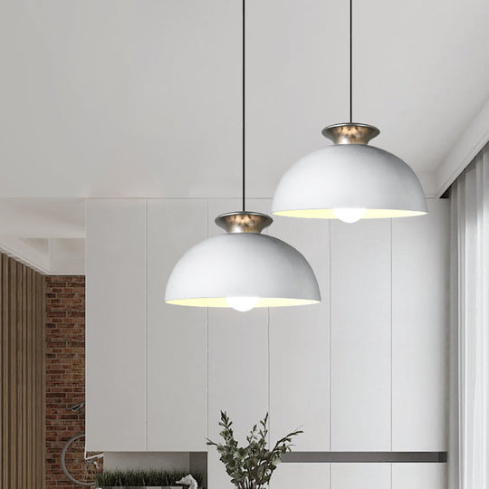 Aluminum Dome Pendant Lamp in Nordic Style - Grey/White - 1 Light Snack Bar Suspension