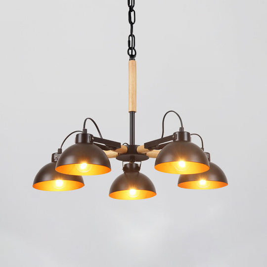 Black And Gold Rotatable Chandelier With Bowl Shade - 3/5/6 Heads Factory Ceiling Suspension Lamp