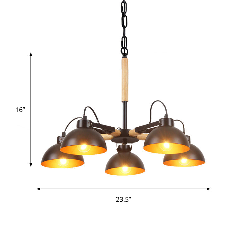 Black And Gold Rotatable Chandelier With Bowl Shade - 3/5/6 Heads Factory Ceiling Suspension Lamp