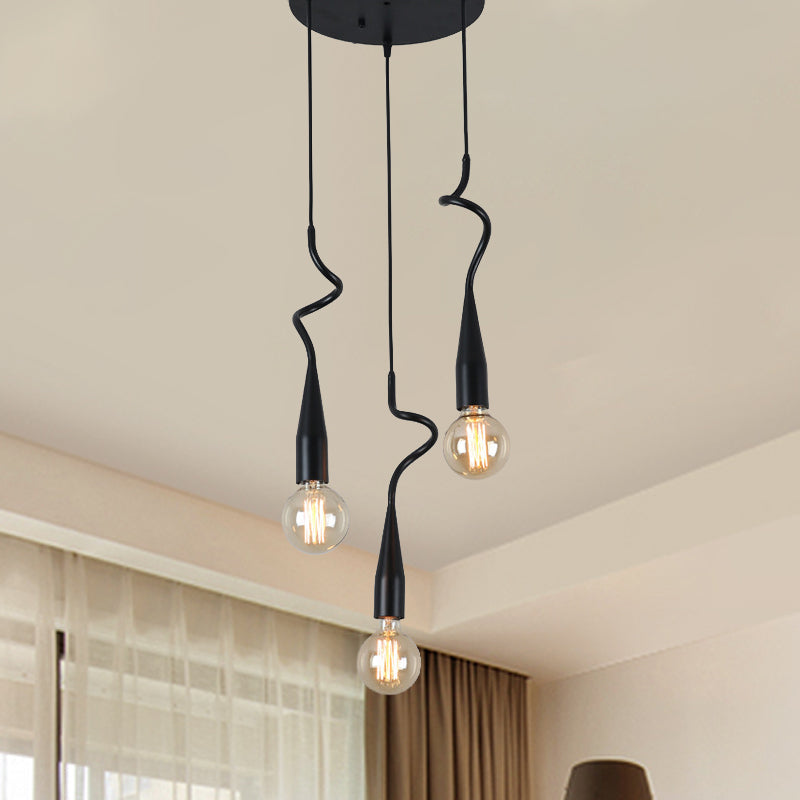 10-Head Industrial Style Black Iron Multi Light Pendant Lamp With Cascading Design And Open Bulb 3 /