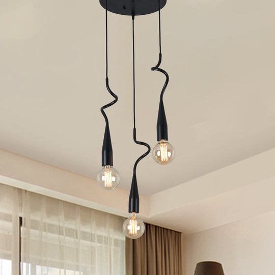 10-Head Industrial Style Black Iron Multi Light Pendant Lamp With Cascading Design And Open Bulb 3 /