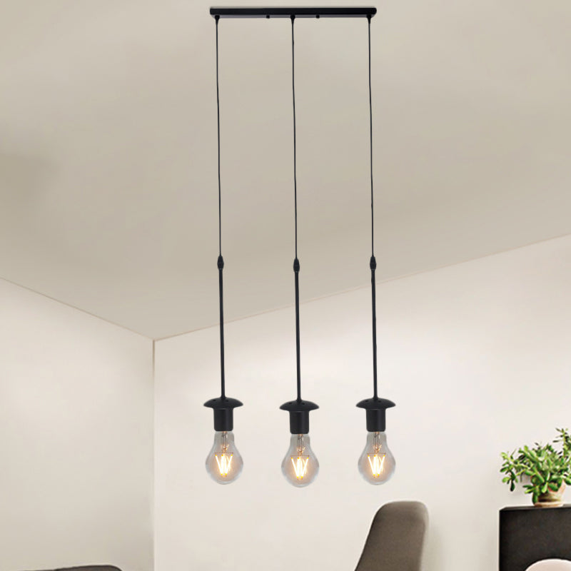 Iron Exposed Bulb Ceiling Light With 5/10 Heads In Black - Perfect For Loft Bistro And More 3 /