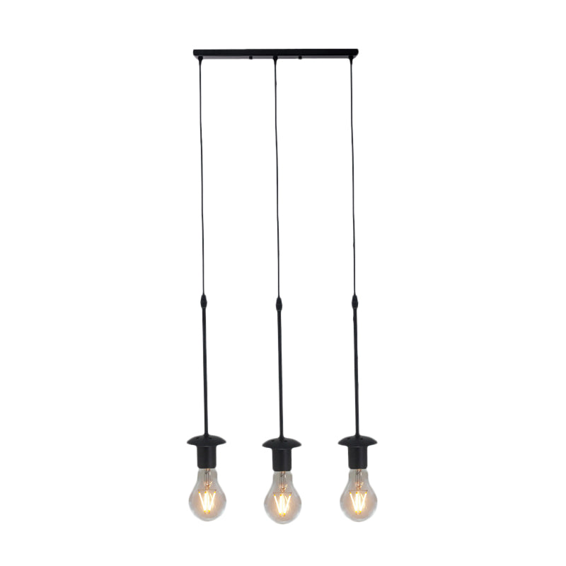 Iron Exposed Bulb Drapes Ceiling Light Loft Pendant Lighting - Black, 5/10 Heads Bistro Multi Light, Round/Linear Canopy