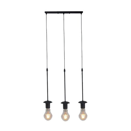 Iron Exposed Bulb Drapes Ceiling Light Loft Pendant Lighting - Black, 5/10 Heads Bistro Multi Light, Round/Linear Canopy