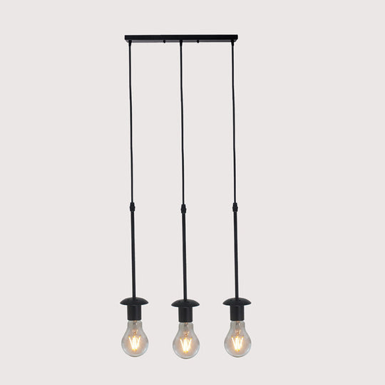 Iron Exposed Bulb Drapes Ceiling Light Loft Pendant Lighting - Black, 5/10 Heads Bistro Multi Light, Round/Linear Canopy