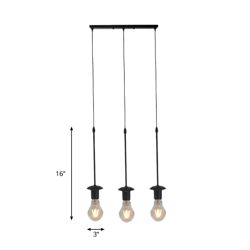 Iron Exposed Bulb Drapes Ceiling Light Loft Pendant Lighting - Black, 5/10 Heads Bistro Multi Light, Round/Linear Canopy