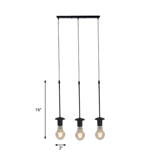 Iron Exposed Bulb Drapes Ceiling Light Loft Pendant Lighting - Black, 5/10 Heads Bistro Multi Light, Round/Linear Canopy