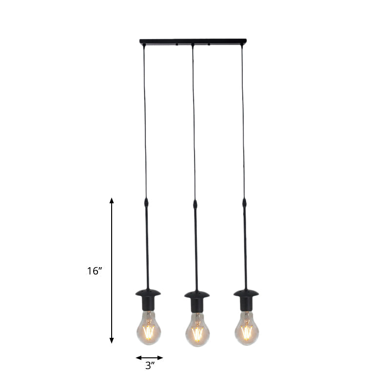 Iron Exposed Bulb Ceiling Light With 5/10 Heads In Black - Perfect For Loft Bistro And More