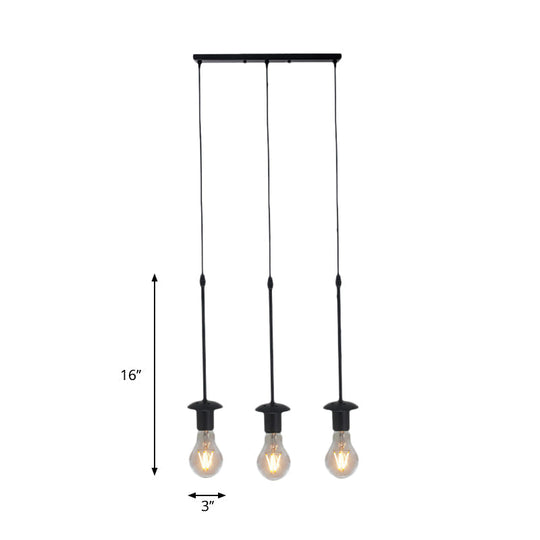 Iron Exposed Bulb Ceiling Light With 5/10 Heads In Black - Perfect For Loft Bistro And More