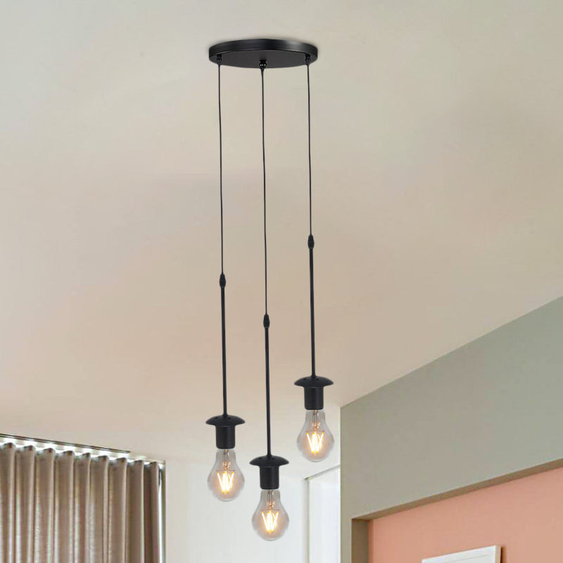 Iron Exposed Bulb Ceiling Light With 5/10 Heads In Black - Perfect For Loft Bistro And More 3 /