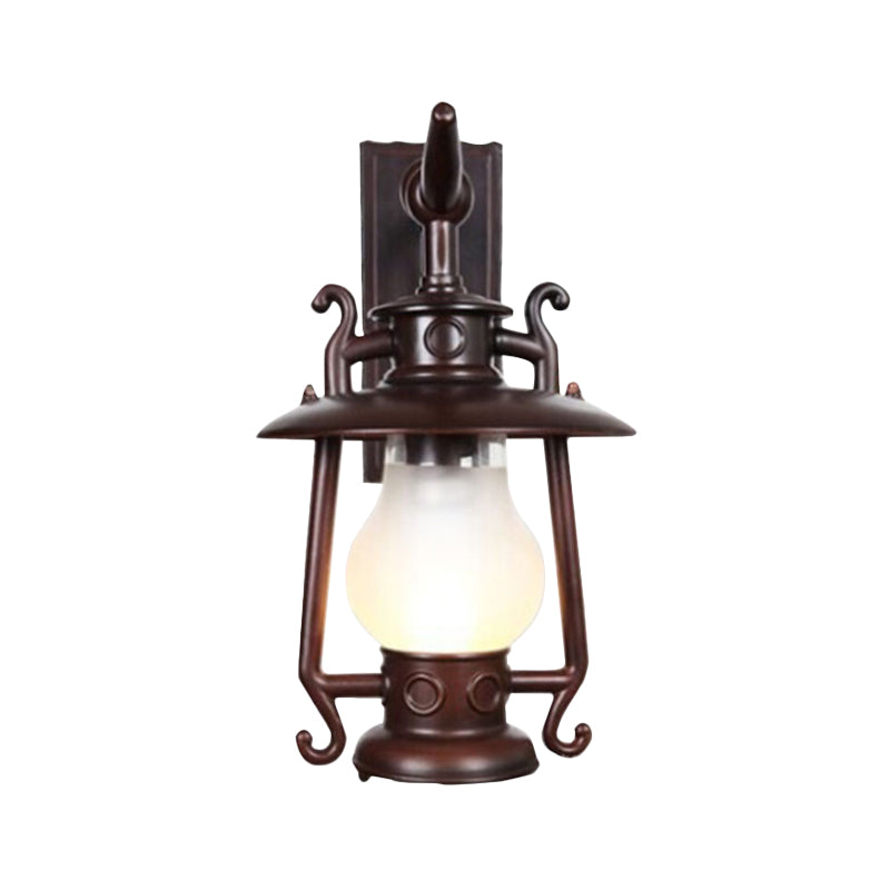 Modern Kerosene Wall Sconce Lamp With Frosted Glass - Factory Black Finish 1-Light Fixture