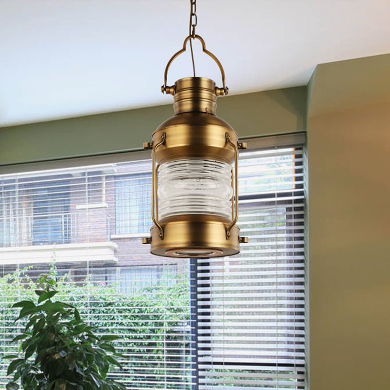 Brass Pendant Light With Clear Glass Shade - Hanging Ceiling Lamp For Dining Room