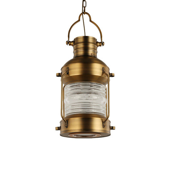 Hanging Pendant Light with Clear Glass Shade - Brass Finish - Perfect for Factory Dining Rooms