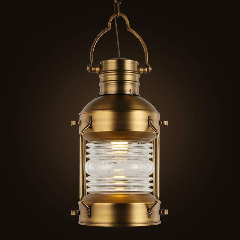 Hanging Pendant Light with Clear Glass Shade - Brass Finish - Perfect for Factory Dining Rooms