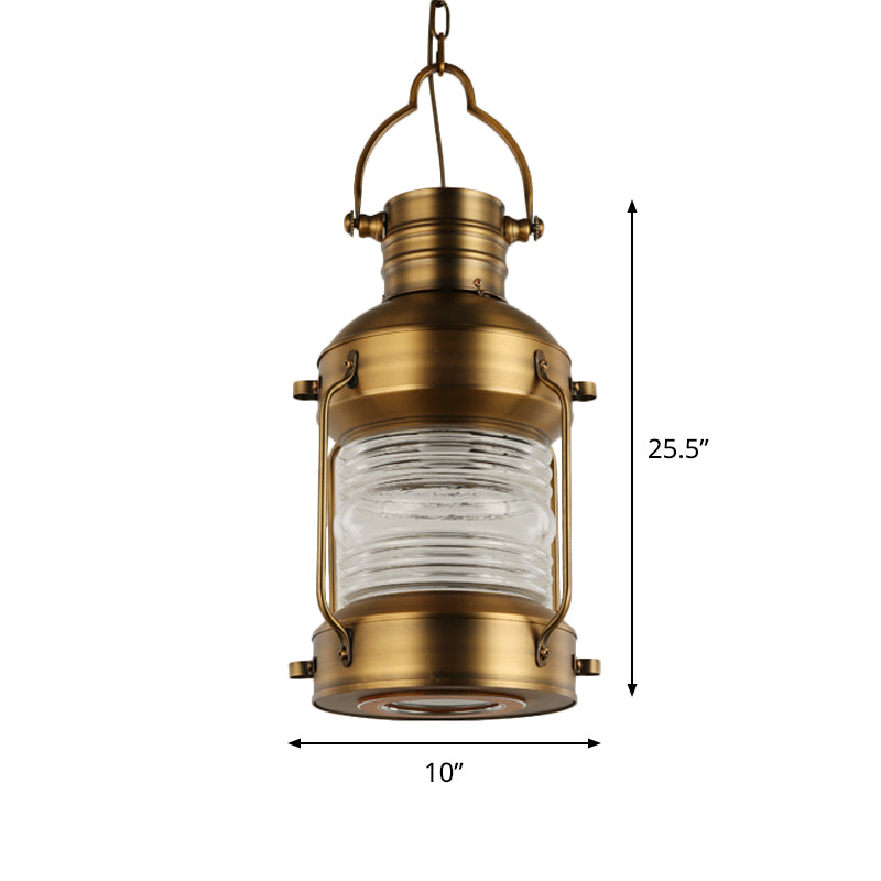 Hanging Pendant Light with Clear Glass Shade - Brass Finish - Perfect for Factory Dining Rooms