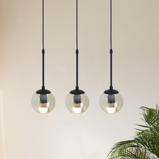 Minimalist Clear Glass Black Pendant Light with Clustered Globes - Industrial Hanging Lamp Kit (3/5/10 Heads) and Linear/Round Canopy